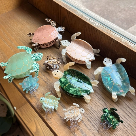 Acetate Sea Turtle Hair Claw Clips For Women Marble Pattern Tortoise Shell Design Animal Shaped Ponytail Hair Accessory