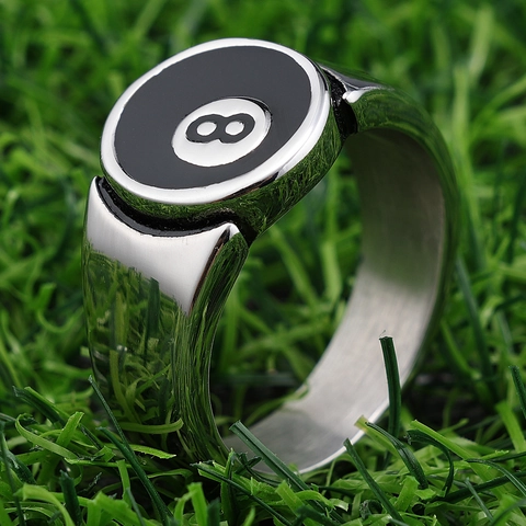 Retro Edelstahl Ring Acht Ball Design Nummer 8 Billard Punk Hip Hop Streetwear Siegelring Schmuck