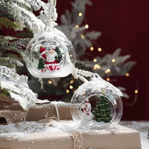 Ornamenti In Vetro Per Palline Di Natale Con Scene In Miniatura Babbo Natale Pupazzo Di Neve Renna Decorazioni Appese