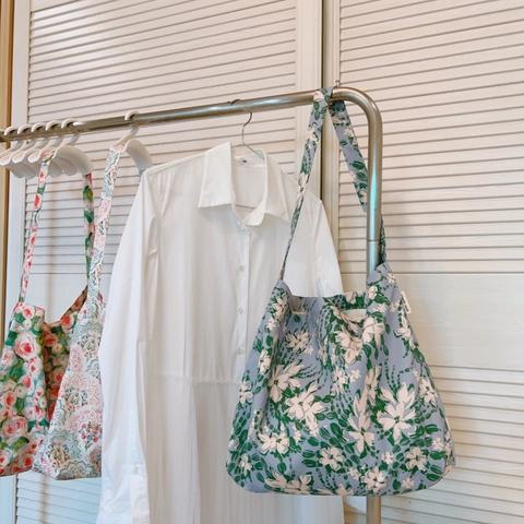 Sac Cabas En Toile Florale Grande Capacité Style Peinture À L'huile Française Sac À Main Bandoulière En Coton Pour Femmes