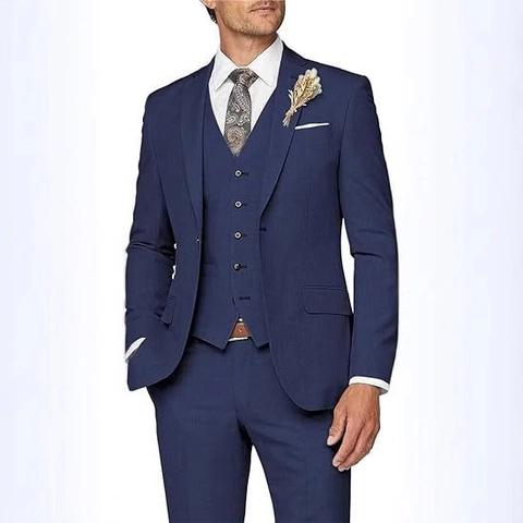 Men Suit Jacket Vest And Pants Slim Fit Notched Lapel Single Breasted Polyester Viscose Blend Wedding Business Prom Formal Wear