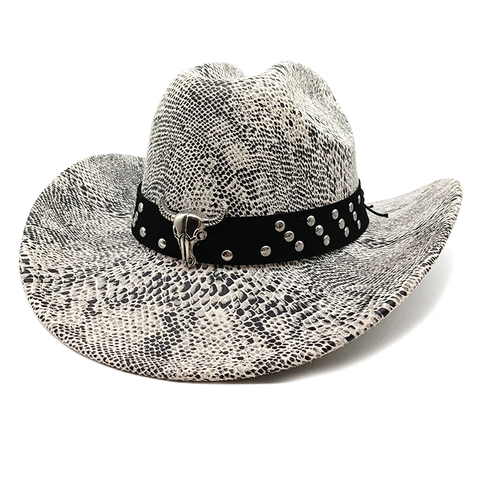 Cappello Da Cowboy Western Retro Decorazione Teschio Di Toro Fedora Jazz A Tesa Larga Protezione Solare Poliestere Uomo