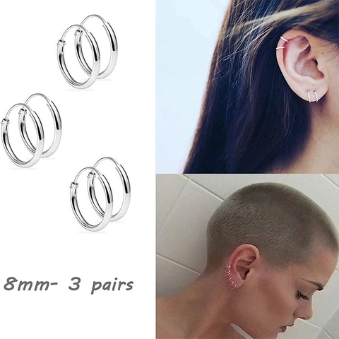 Minimalist Stainless Steel Hoop Earrings For Men Women Geometric Round Circle Ear Buckle Korean Fashion Jewelry Accessories