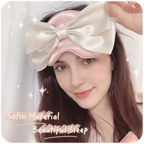 Satin Satin Sleep Eye Mask With Large Bowknot Breathable Light Blocking Comfortable Soft For Women Travel Home