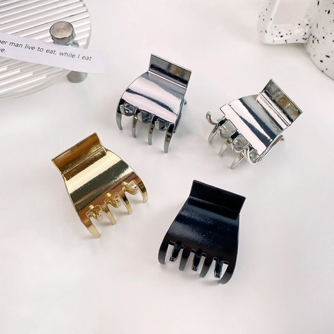 Pinza Para El Cabello Cuadrada De Metal Minimalista Aleación Brillante Estilo Coreano Soporte Para Cola De Caballo Accesorios Elegantes Mujeres