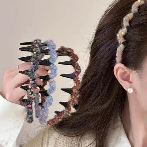 Gestricktes Stirnband Wellenform Buntes Rutschfestes Haarreif Herbst Winter Weiches Elegantes Haar Zubehör