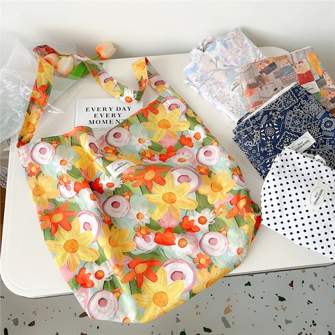 Floral Oil Painting Canvas Tote Bag Large Capacity Casual Shoulder Handbag For Women Shopping Grocery Artistic Fresh