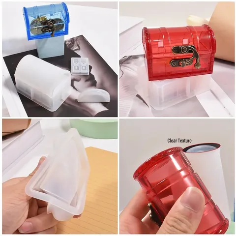 Treasure Box Silicone Molds For Resin Casting Jewelry Storage Box DIY Craft With Metal Lock Buckles Retro Style Novelty