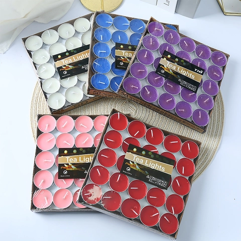Tea Light Candles Colorful Round Paraffin Wax Smokeless Romantic Wedding Party Proposal Home Decor Emergency Lighting