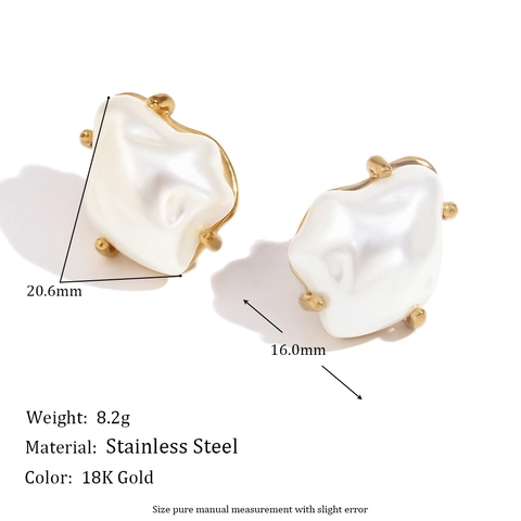 Orecchini Stella Marina Conchiglia Fiore Perla Artificial Vintage Acciaio Inossidabile Placcato Oro Gioielli Eleganti Per Donne