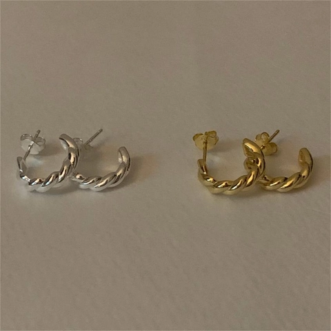 Orecchini A Lobo Cerchio In Argento Sterling 925 Con Corda Intrecciata Minimalista Geometrico Stile Coreano Per Donna