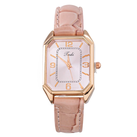 Elegant Rectangular Octagonal Quartz Watch For Women With Crocodile Texture Faux Leather Strap And Alloy Case Vintage