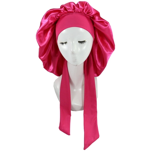 Adjustable Satin Bonnet Sleep Cap Long Straps Satiny Hair Protection Elastic Wide Band For Women Nightcap