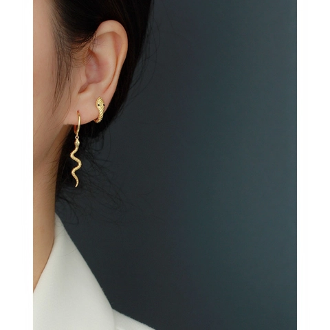 Snake Hoop Earrings 925 Sterling Silver Zirconia Animal Stud Earrings Vintage Gold Plated Personalized Jewelry Women