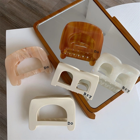 Molletta Per Capelli In Acetato Geometrica Lettera Stampata Grande Pinza A Squalo Minimalista Vintage Accessori Capelli Donna