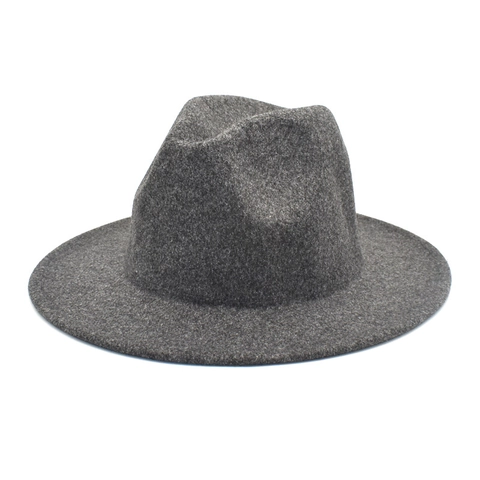 Classic Fedora Hat Wool Blend Felt Wide Flat Brim Pinch Crown Vintage British Jazz Style For Men Women Autumn Winter