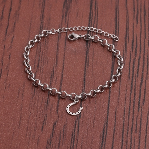 Pulsera Con Colgante De Herradura De Acero Inoxidable Minimalista Amuleto De La Suerte Cadena Ajustable Joyería Para Mujeres Hombres