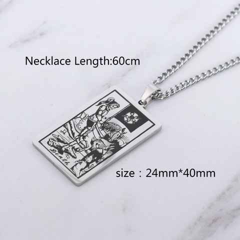 Collar Colgante Rectangular Carta De Tarot Acero Inoxidable Vintage Hip Hop Gótico Joyería Misteriosa Para Hombre Mujer