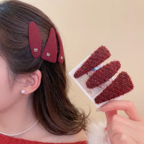 Fermagli Per Capelli Vintage In Tessuto Peluche Autunno Inverno Ciliegia Lettera B In Metallo Forcine Retrò Per Donna
