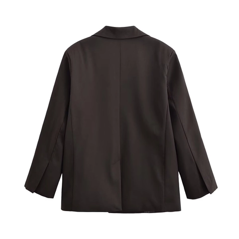 Blazer Para Mujer Chaqueta Poliester Un Solo Pecho Solapa Muesca Color Solido Manga Larga Elegante Casual