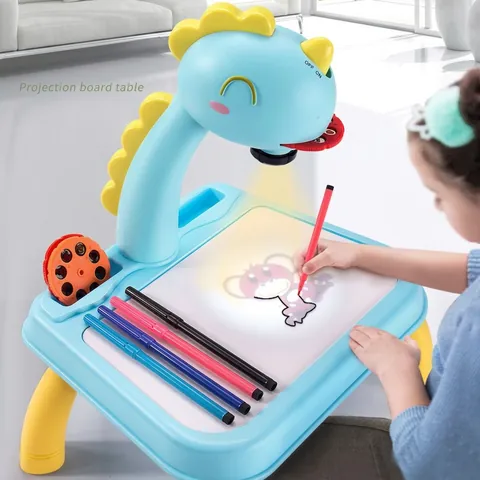 Kids Projection Drawing Board Table Plastic LED Projector Painting Desk Educational Toy For Children Animal Design