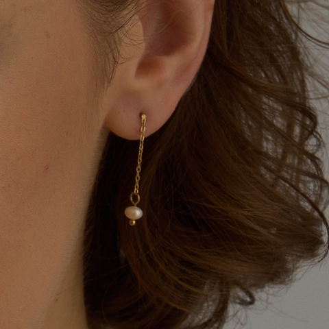 Pendientes Colgantes De Perlas de Agua Dulce De Agua Dulce Con Cadena De Acero Inoxidable Joyería Minimalista