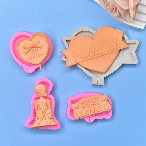 Muttertag Herz Silikonform Für Fondant Kuchen Schokolade Backwerkzeug Mama Liebe Brief Schleife Design