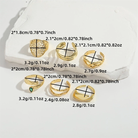 Vintage Distressed Copper Zirconia Open Ring Gold Plated Trendy Geometric Cross Grid Hollow Design Finger Ring For Women