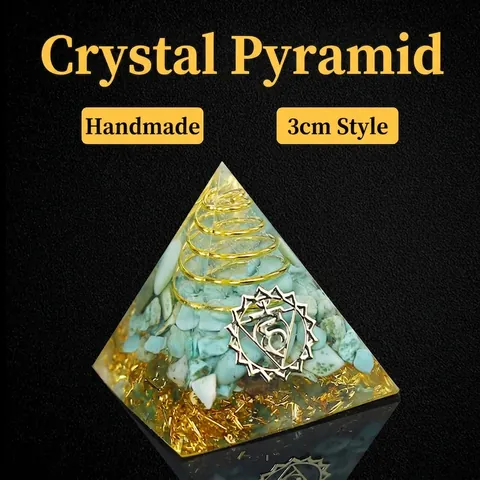 Piramide Di Orgonite Cristallo Naturale Generatore Energia Guarigione Con Bobina Rame E Foglia Oro Simbolo Chakra Fatto A Mano