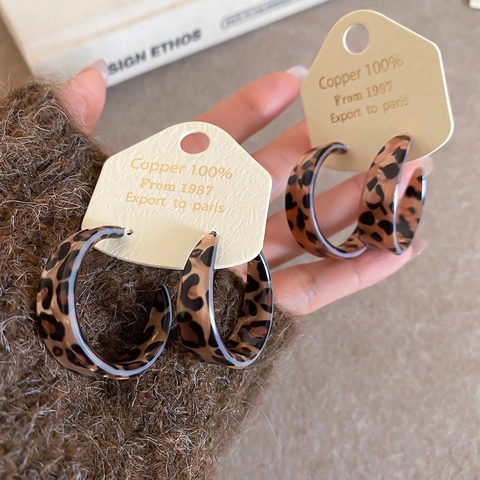 Ohrringe Leopard C-Form Retro Acryl Mode Schmuck Für Damen Mit 925 Sterling Silber Ohrring Stecker