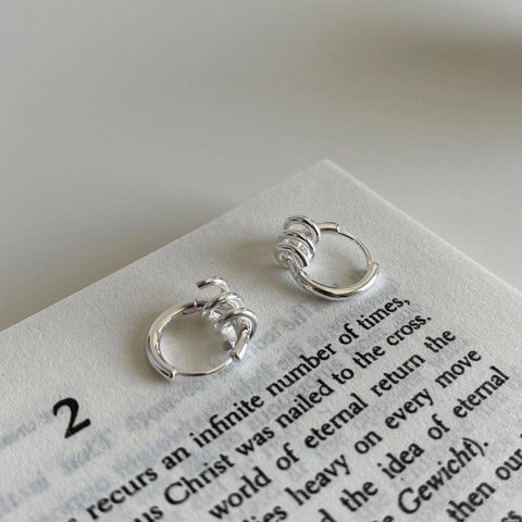925 Sterling Silber Creolen Dreifach Rotierende Kreise Minimalistischer Geometrischer Ohrschmuck Für Damen