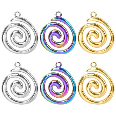 Vortex Spiral Pendant Necklace 304 Stainless Steel 18K Gold Plated Geometric Irregular Aesthetic Jewelry For Women