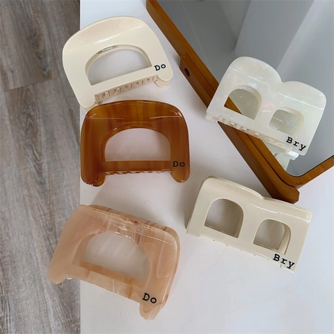 Molletta Per Capelli In Acetato Geometrica Lettera Stampata Grande Pinza A Squalo Minimalista Vintage Accessori Capelli Donna