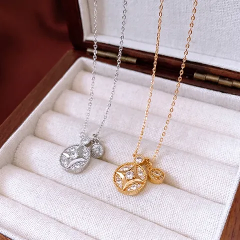 Copper Necklace Round Starburst Pendant Real Gold Plated Inlaid Zircon Light Luxury Exquisite Fashion Jewelry For Women