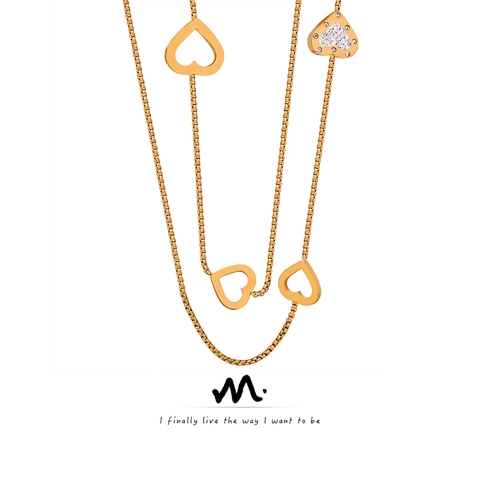Lagen Herz Anhänger Halskette Titanstahl Lange Pulloverkette Mit Zirkonia Inlaid Modeschmuck Für Damen