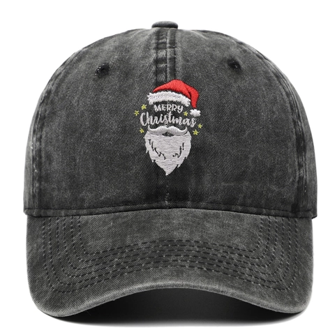Christmas Baseball Cap Washed Cotton Vintage Distressed Santa Claus Embroidery Merry Christmas Retro Sun Hat Unisex
