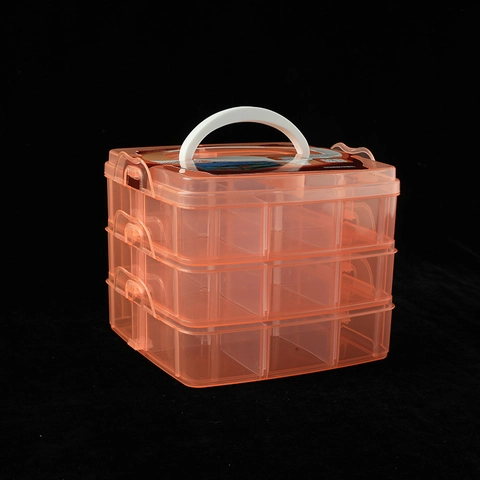 Scatola Di Immagazzinaggio In Plastica Portatile A Tre Strati Organizzatore Di Compartimenti Rimovibile Per Gioielli Giocattoli