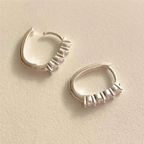 Orecchini Huggie Hoop In Argento Sterling 925 Con Zirconia Fila Singola Gioielli Geometrici Per Donna