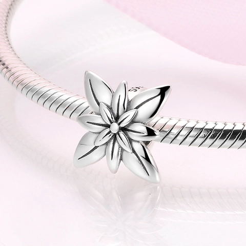 Daisy Flower Charm Bead 925 Sterling Silver DIY Jewelry Making Accessories For Bracelet Necklace Floral Design