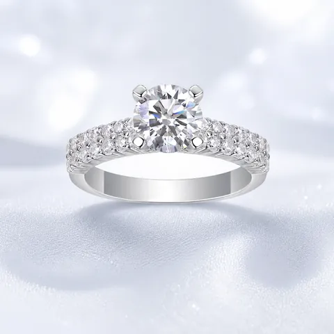 Anillo de Plata de Ley 925 para Mujer Diamante de Laboratorio Moissanita Geométrico Redondo Compromiso Boda Aniversario Joyería de Moda Regalo