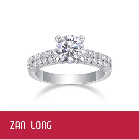 925 Sterling Silver Ring For Women Lab-Grown Diamond Moissanite Geometric Round Engagement Wedding Anniversary Fashion Jewelry Gift