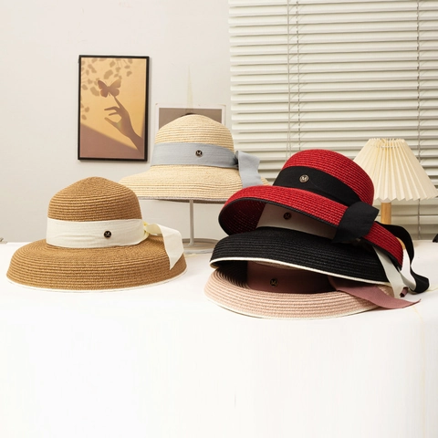 Chapeau De Paille À Bord Large Pour Femmes Style Hepburn Français Été Plage Protection Solaire Ruban Nœud Élégant Respirant
