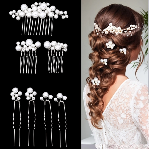 Handmade Faux Artificial Pearl Bridal Hair Combs And Hair Pins Elegant Wedding Headpiece Accessory For Women Romantic