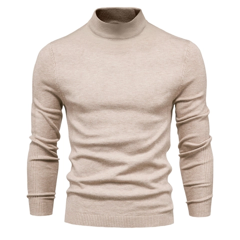 Men's Mock Neck Sweater Viscose Blend Knit Long Sleeve Slim Fit Warm Thickened Pullover Casual Base Layer