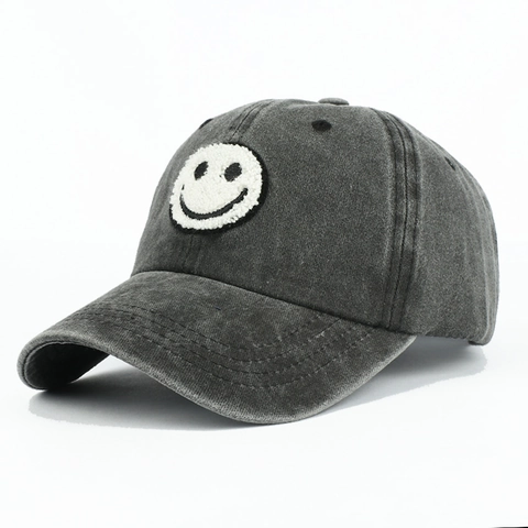Cappello Da Baseball In Cotone Lavato Sorriso Ricamo Ciniglia Vintage Cappello Da Sole Regolabile Per Adulti Bambini