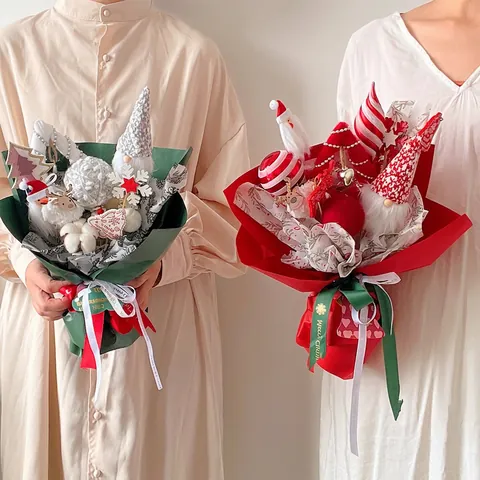 Picchi Decorativi Natale Legno Feltro Gnomo Babbo Natale Fiocco Di Neve Carte Da Inserimento Per Decorazione Floreale