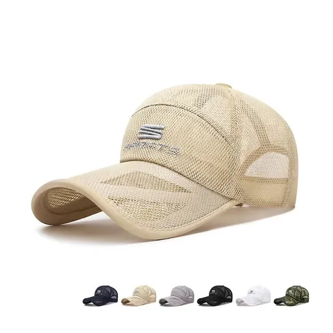 Cappello Da Baseball In Rete Traspirante Tesa Estesa Protezione Solare Sport All Aperto Cappello Trucker Regolabile Ricamo Da Uomo