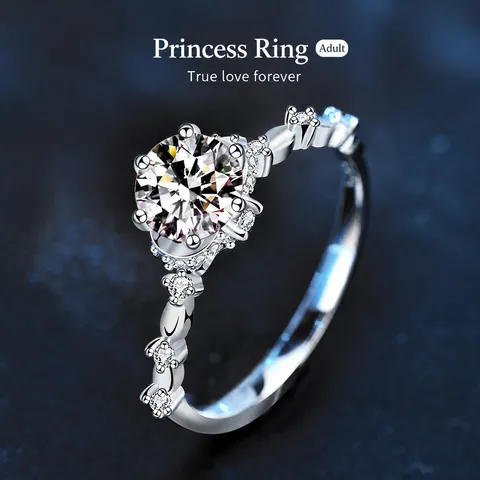 Anello In Argento Sterling 925 Moissanite Per Donna Stile Principessa Sei Griffe Forma Di Fiore Gioielli Nozze