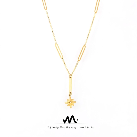 Collar Con Colgante De Estrella Chapado En Oro Acero De Titanio Cadena Geométrica Para Mujer Minimalista