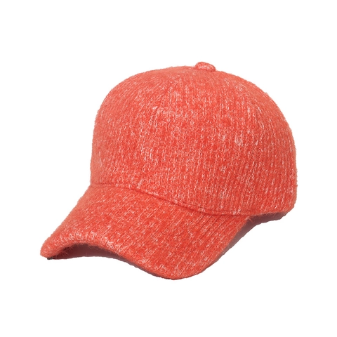 Cappellino Da Baseball In Maglia Bouclé Invernale Caldo Visiera Curva Tinta Unita Moda Poliestere Regolabile Per Donna